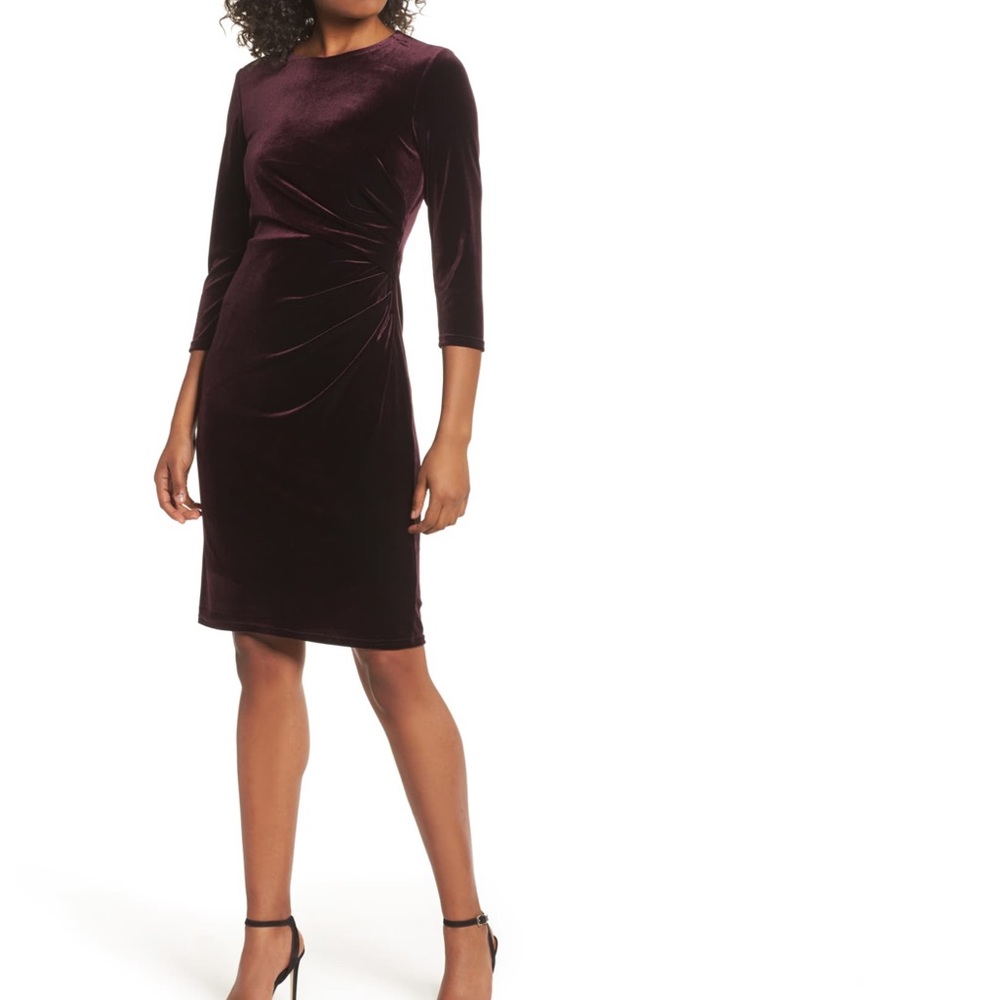 Eliza J- Maroon velvet cocktail dress